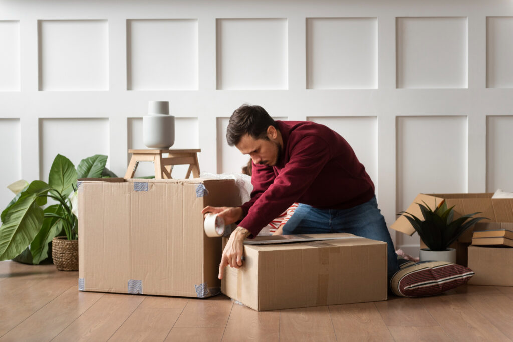 man prepares to relocate